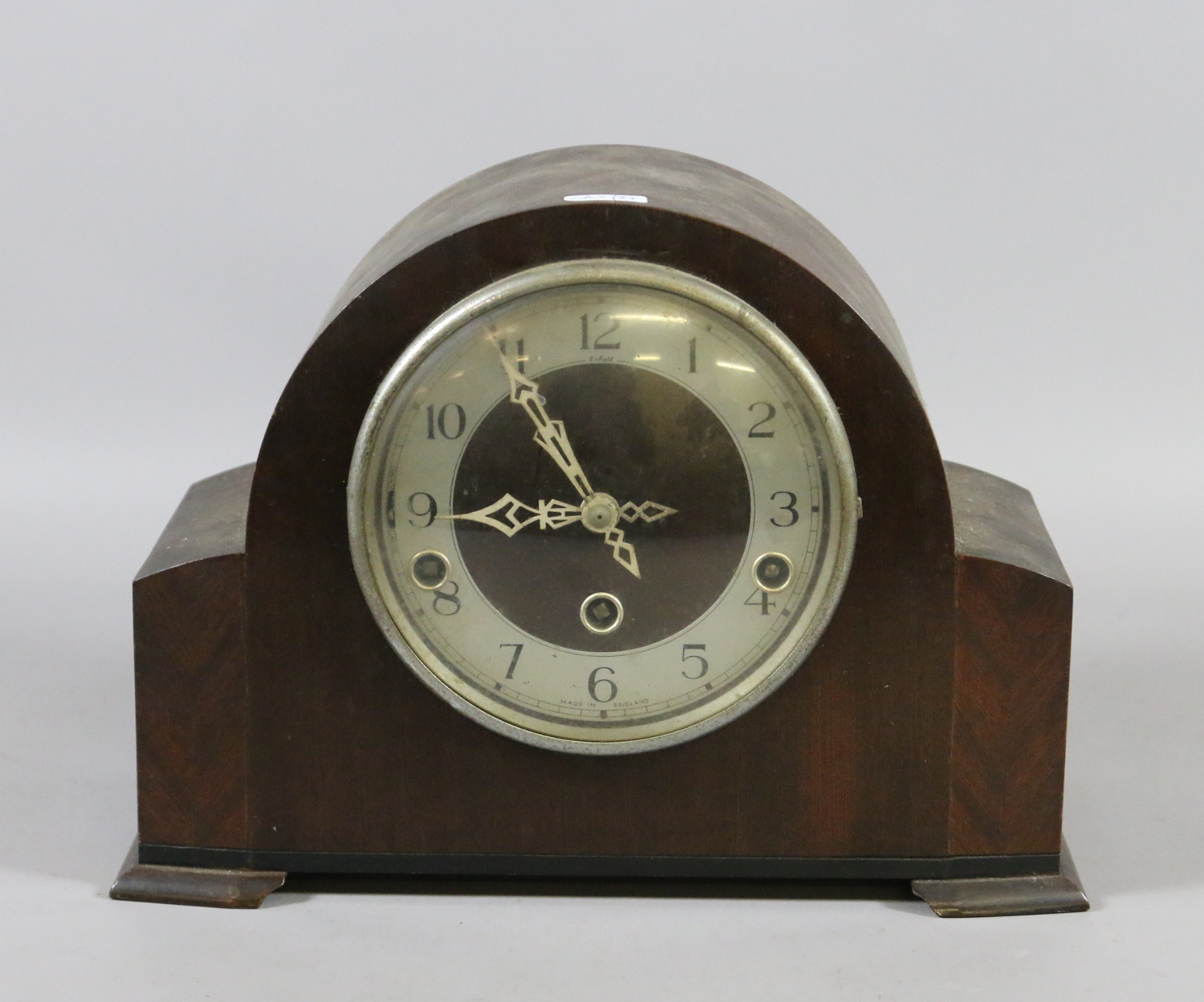 An Enfield Clock Co 1940s mahogany cased eight day Westminster mantel