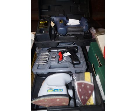 Three cased hand tools