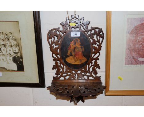 A marquetry inlaid Sorrento ware wall shelf 