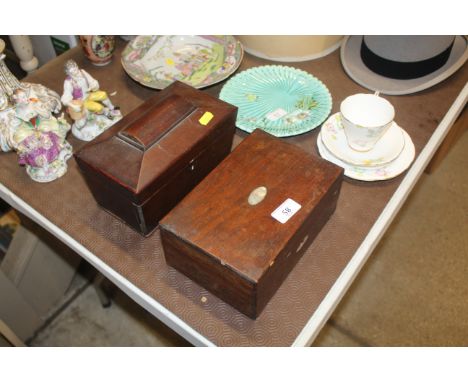 A sarcophagus shaped tea caddy and a trinket box 