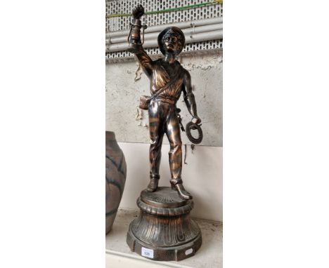 A French spelter figure model as a miner ,height 74cm. 