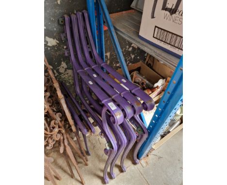 2 pair of bench ends together with matching metal table base 