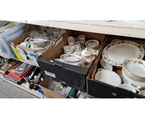 4 boxes of assorted ceramics &amp; other items to include a Royal Worcester dinner set, Royal Douton Larchmont dinner set, va