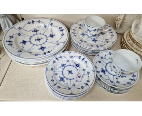 Royal Copenhagen plates, saucers and two cups