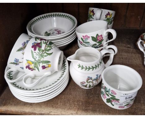 Portmeirion ‘Botanic Garden’ - 6 cups &amp; saucers, milk jug, sugar basin and 6 bowls (20 pieces) 
