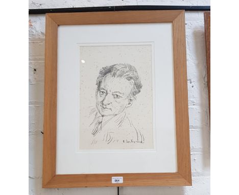 Robert Lenkiewicz (1941-2002), pencil portrait of a man, 26cm x 37.5cm, signed to lower right, framed and glazed, 51cm x 63cm