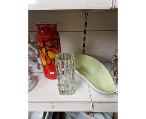 2 pieces of Poole &amp; a glass vase. 