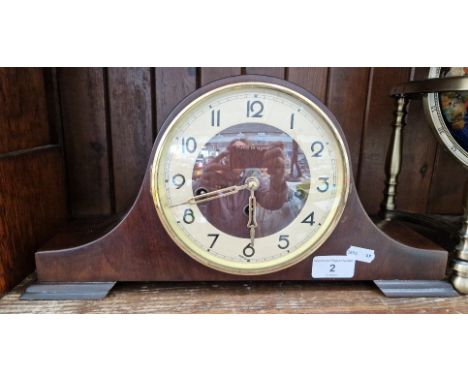 A Westminster chime mantle clock, with key 