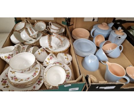 Two boxes of Duchess china and Poole tea ware 