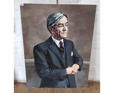 Harold Riley (British, 1934-2023), oil on board, portrait of a man, 76cm x 101.5cm, signed 'Riley 76' to lower right. 