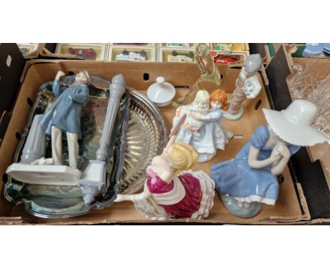 Box inc. broken Lladro figure, Nao figure, Royal Worceter figure 'Love' etc. 