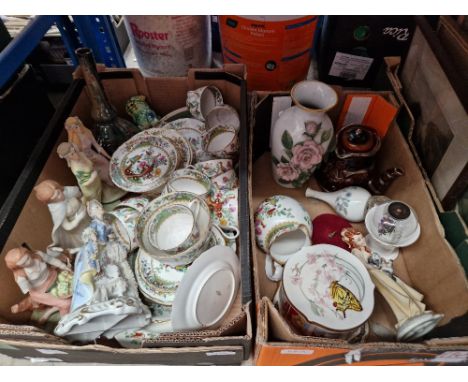 Two boxes of assorted ceramics including Spode Copelands etc. 