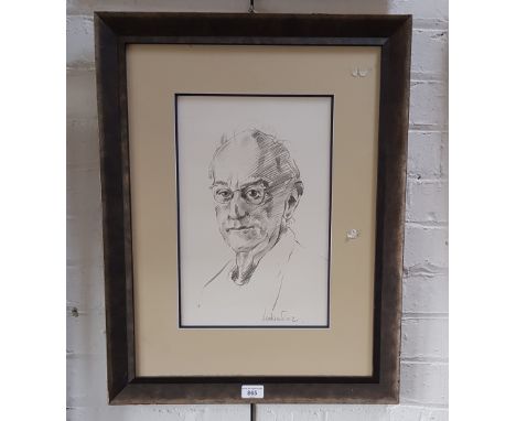 Robert Lenkiewicz (1941-2002), pencil portrait of a man, 25cm x 38cm, signed to lower right, framed and glazed, 50cm x 64cm. 