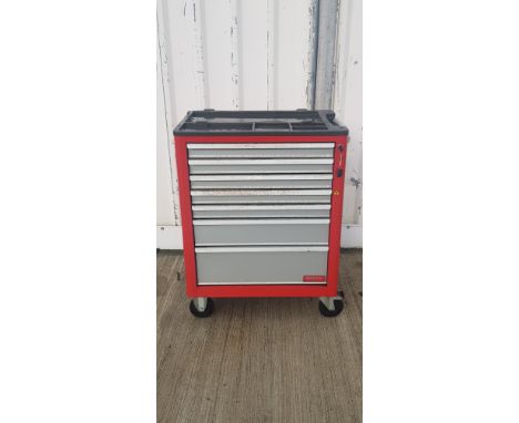 A Britool metal seven height tool chest on wheels, H96, W73, D50cm. 