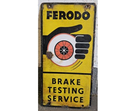 A Ferodo vitreous enamel double sided advertising sign, 30 x 61cm 