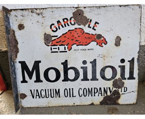 A Gargoyle Motor Oil vitreous enamel double sided wall mounted advertising sign, 51 x 40cm 
