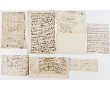 Kent.- Titchill (John) A note of such... var names... [suits]..., manuscript, 3pp., folds, browned, tipped-in on album f., fo