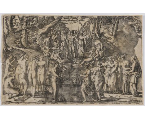 Old master prints.- Caraglio (Gian Jacopo, 1500-1570) The Muses and the Pierides, after Rosso Fiorentino, a scene from from O