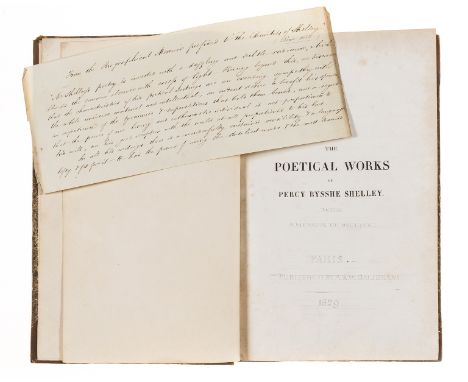 NO RESERVE Shelley (Percy Bysshe) The Poetical Works, some light foxing and marginal browning, bound with 8ff. of contemporar