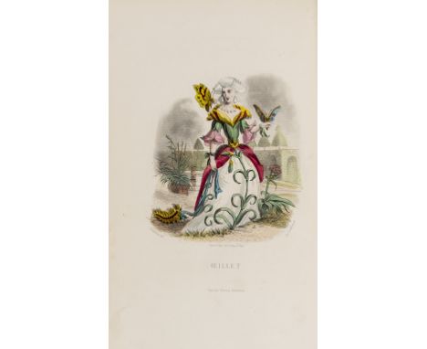 Grandville (J.J.) Les Fleurs Animées, 2 vol., half-titles, hand-coloured engraved additional pictorial titles and 50 plates, 