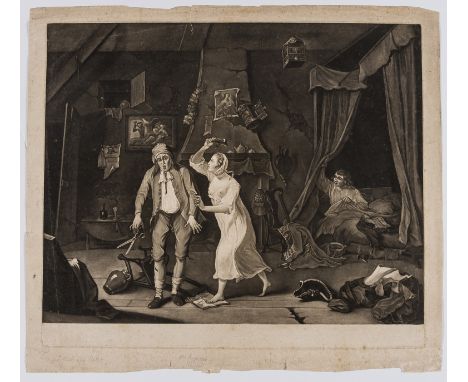 Clowes (Butler) [The Hen-Peckt Husband], after the painting by Philip Dawe, an unlettered proof impression, mezzotint on laid