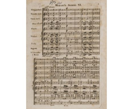 Music.- A compleat collection of Haydn, Mozart, and Beethoven's symphonies in score...No. XVIII, engraved throughout, 2 ff. w
