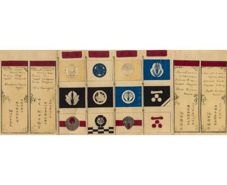 Japan.- Flags of the Different Daimios of Japan, large panoramic roll with the names of 29 Japanese Daimyos (Landlords) and t