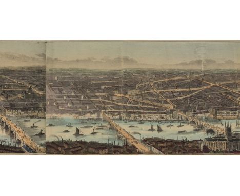 London.- Illustrated London News (The) Panorama of London and the River Thames, bird's-eye view showing from Vauxhall Bridge 