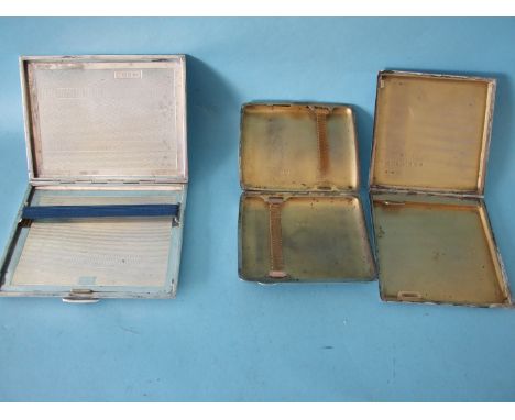 A rectangular cigarette case with engine-turned decoration inside and out, by Roderic Manufacturing Co, Birmingham 1947, 11 x