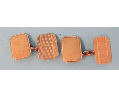 A pair of 9ct gold engine-turned cufflinks, 4.4g. 
