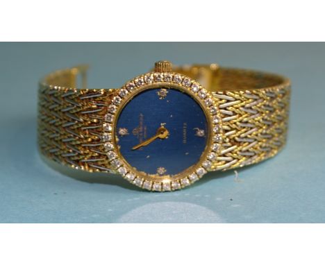 Baume and Mercier, a lady's 18ct gold wrist watch, with diamond bezel and diamond 3, 6, 9 and 12-hour markers, in gold case m