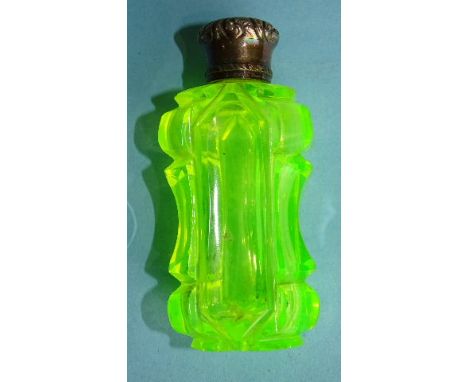 A small yellow glass scent bottle by S Mordan &amp; Co, also indistinctly-marked ?? Patent, London, probably R B Cooper, the 