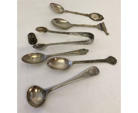 A small collection of silver and silver plate teaspoons, to include silver Celtic design. Together with a pair of Mappin &amp