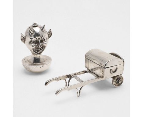 bearing a registered design number "495482", together with an Edwardian novelty table lighter, in the form of a devil's head 