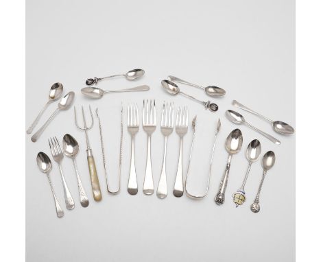 to include: 4 dessert forks, 9 teaspoons, a toasting fork, a pair of tongs with twisted stems, a small fork, a pair of Fiddle