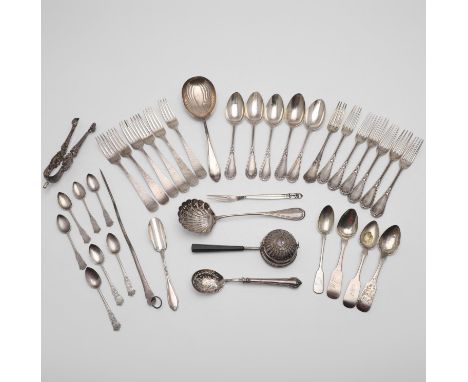 a set of 6 French dessert spoons &amp; 5 matching forks, by Henry-Louis Chenailler, Paris c.1850, a set of 6 Arts &amp; Craft