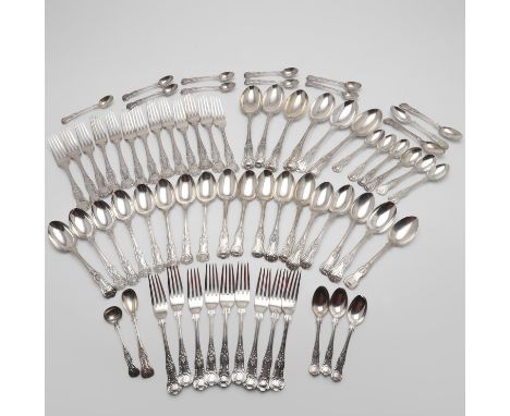 comprising of : 6 tablespoons 13 table forks 18 dessert spoons 9 dessert forks 9 teaspoons + 3 slightly smaller in size 9 egg