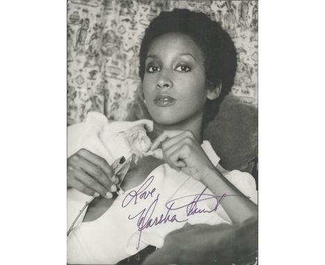 Marsha Hunt signed 67x5 black and white photo. Marsha Hunt (born April 15, 1946) is an American actress, novelist, singer and