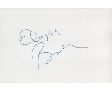 Elayne Boosler signed white card. Elayne Boosler (born August 18, 1952) is an American comedian, writer and actor. She was on