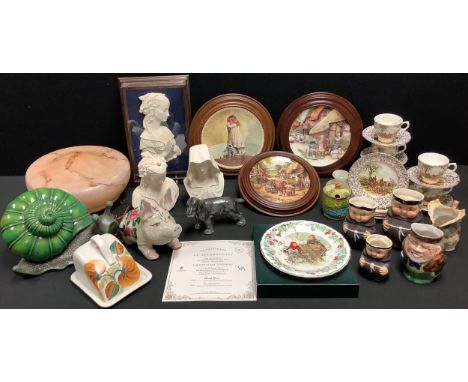 Royal Doulton collectors plates;  Wedgwood Victoria and Albert Christmas collectors plate, 1990;  an Ashley Hunting tea servi