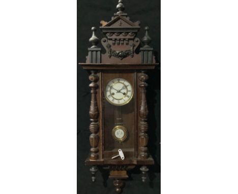 A Vienna wall clock, 97cm high overall 