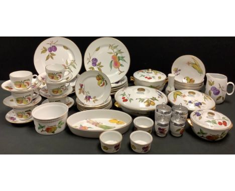 A Royal Worcester Evesham pattern dinner service, comprising twelve dinner plates, vegetable dishes, casserole dishes, egg co