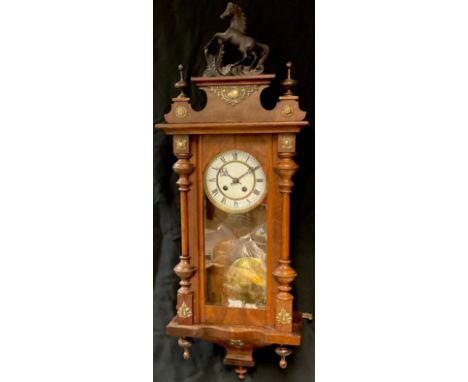 A Victorian walnut Vienna wall clock, 60cm high 