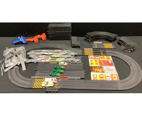 A Matchbox Powertrack toy car racing set, cars, controllers, track, accessories, instructions 