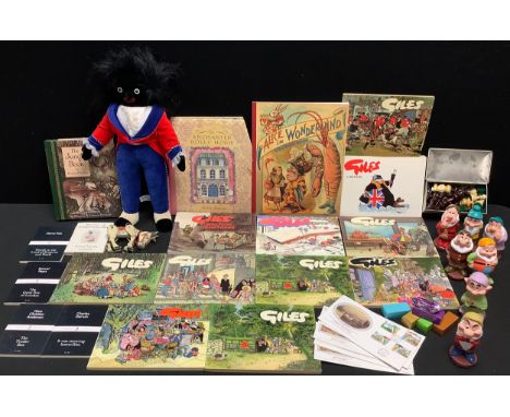 Toys and Juvenalia - Muffin the Mule puppet; Disney Seven Dwarves; Merrythought Golly; modern chess set; Giles Cartoon Daily 