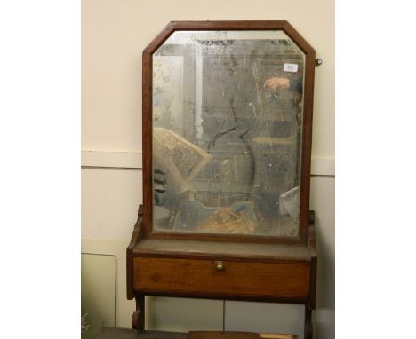 A C19th pitch pine wall mirror with fall front cabinet door, 36" x 21" x 7", Best Bid 