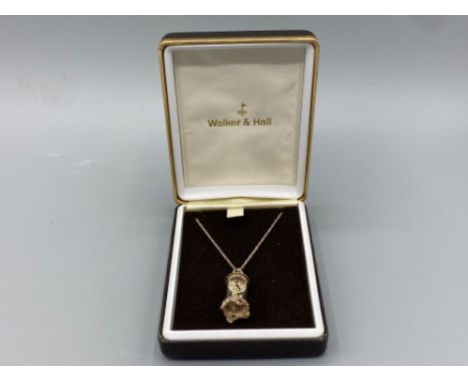 Silver clock pendant with silver chain
