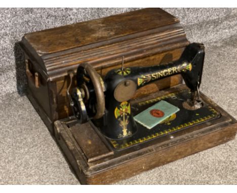 Vintage oak cased singer sewing machine
