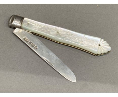 Antique hallmarked Sheffield silver fruit knife dated 1895/1896 with mother of Pearl handle