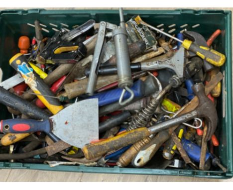 Large quantity of vintage hand tools including hammers, screwdrivers, chisels etc
